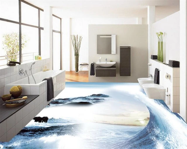 Beibehang Fashion Sea Water Floor Tiles Three Dimensional Beibehang Fashion Sea Water Floor Tiles Three Dimensional Painting High End Indoor Wallpaper Flooring Papel De Parede