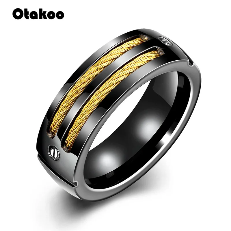 Otakoo 7 мм Нержавеющая сталь Мужской кабель провод инкрустированное кольцо Высокое
