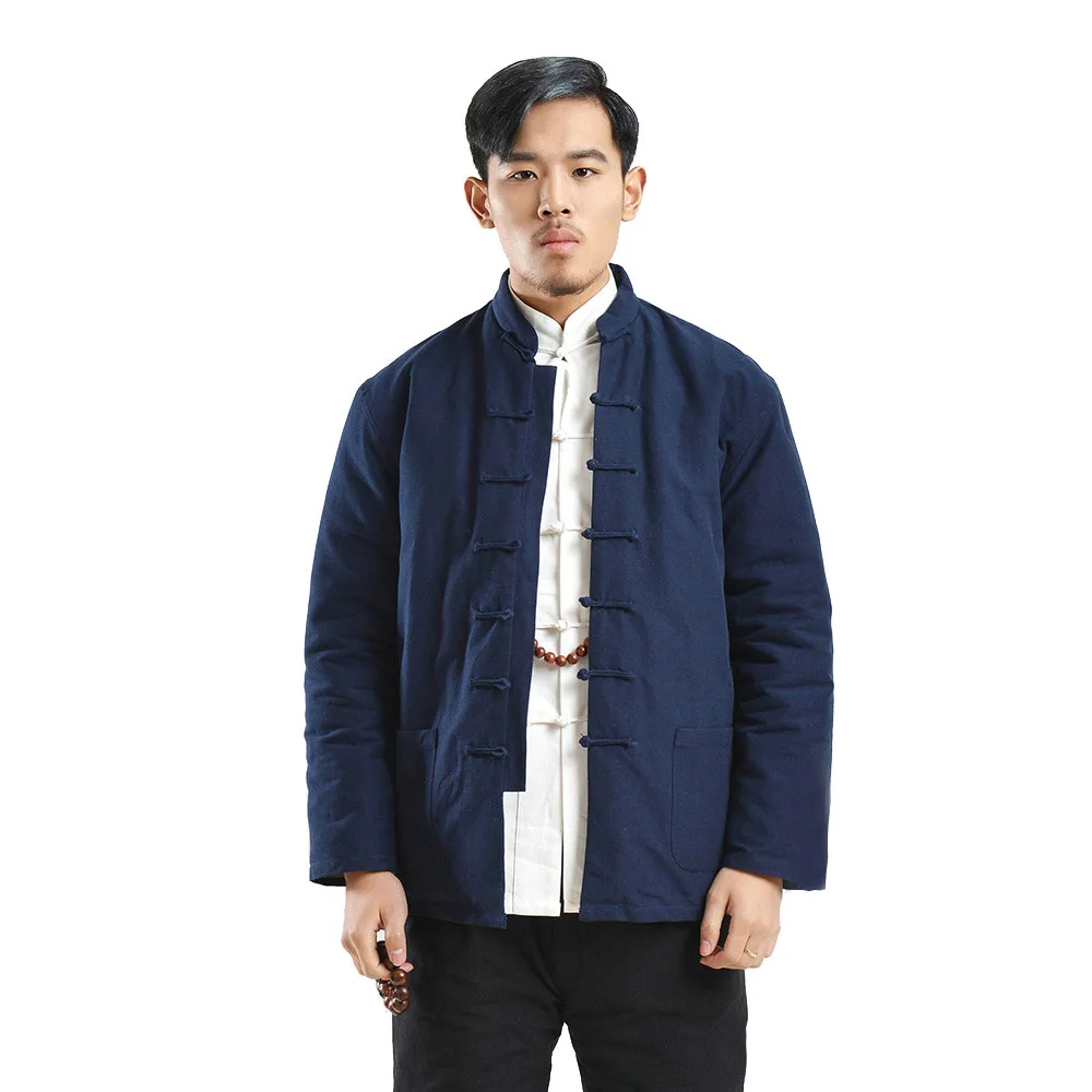 

100% Cotton Men's Wadded Jacket Traditional Chinese Tang Suit Coat Kung Fu Tai Chi Uniform Male Winter Thick Jacket Parkas