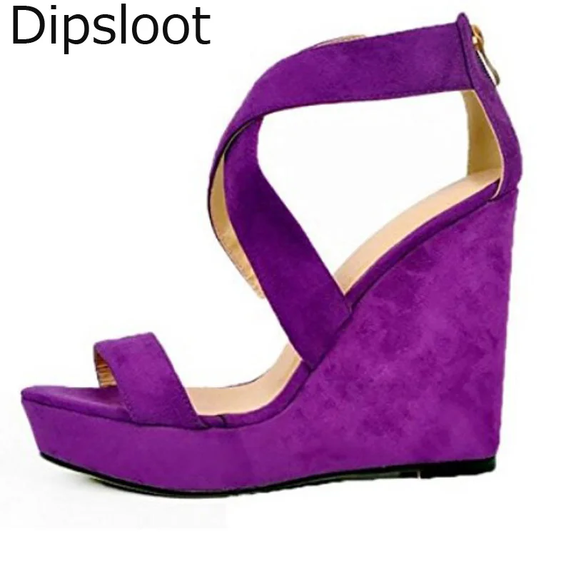 purple wedge shoes