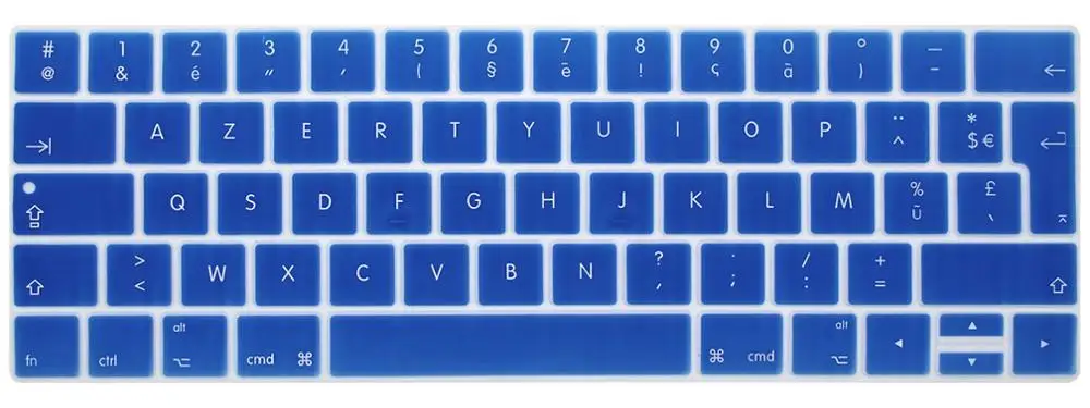 French layout EU Keyboard Cover For macbook touchbar 13"15"A1990 A1989 A1707 A1706 AZERT Laptop Keyboard Protective Film - Цвет: Navy blue