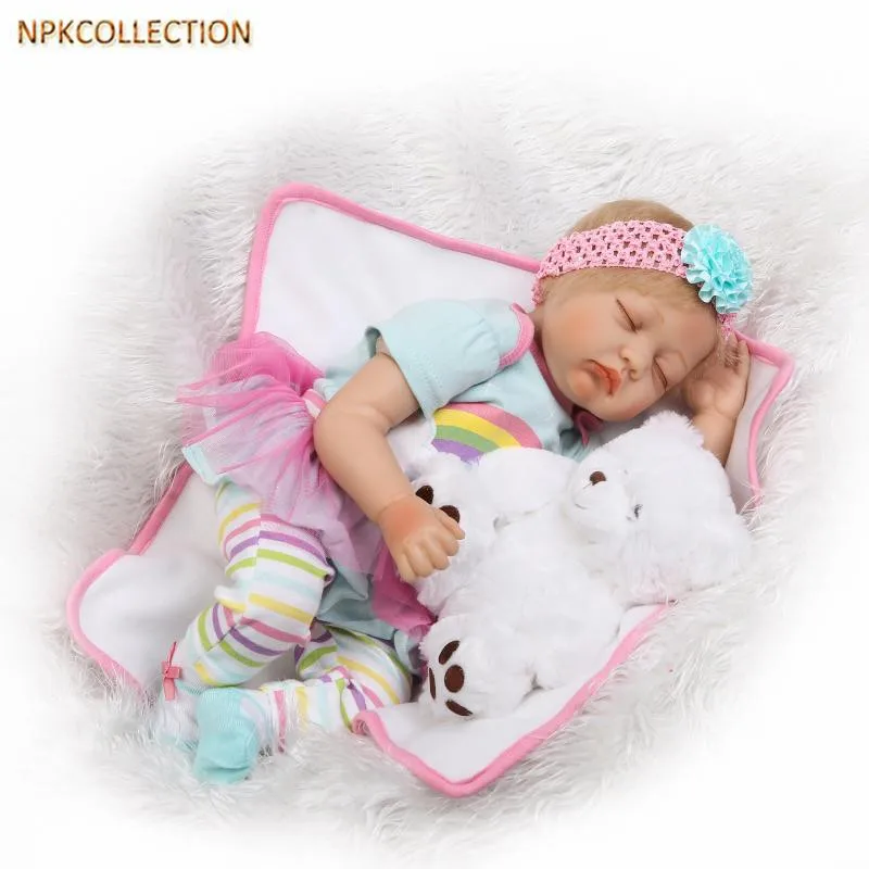 

NPKCOLLECTION 50CM/20 Inch Silicone Dolls Reborn Baby Alive Sleeping Doll with Clothes and Headdress,Lifelike Baby Doll