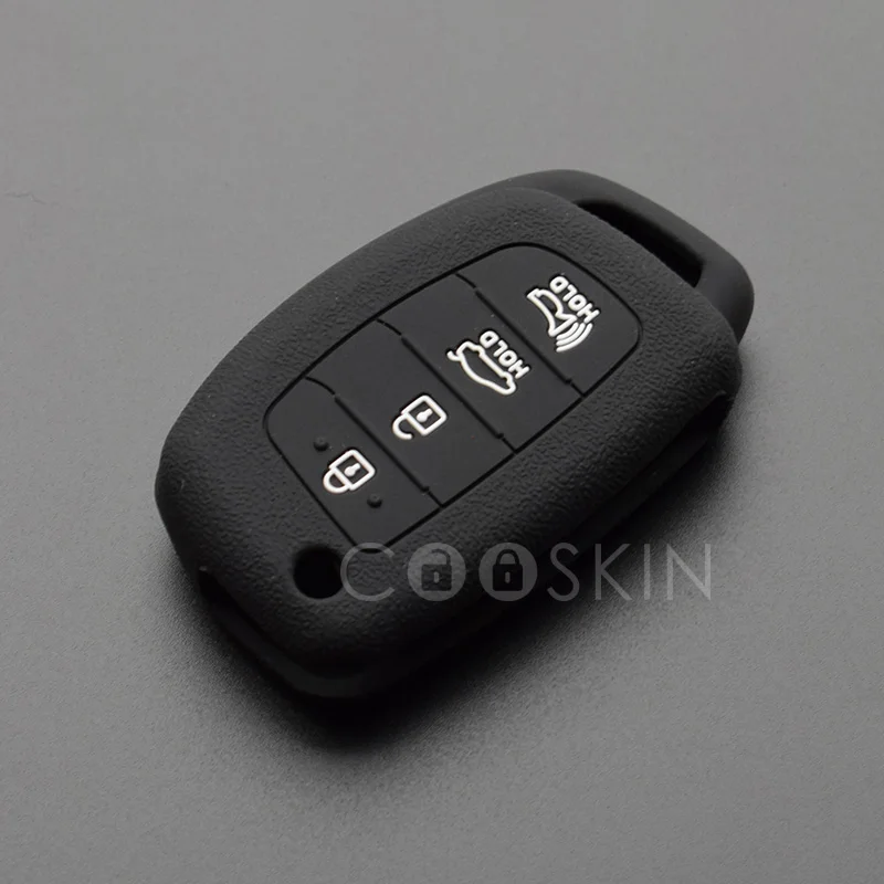 100 шт./лот силиконовый для ключа автомобиля fob чехол для Hyundai Mistra HB20 SANTA FE IX35 IX45 акцент I40 I10 I20 I30 4 кнопки дистанционного ключа - Название цвета: 100 Black