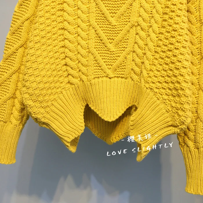 Весна, желтый женский свитер, водолазка, твист, красный вязаный джемпер, верхняя одежда, утолщенные вязаные пуловеры для зимы 0,6 кг