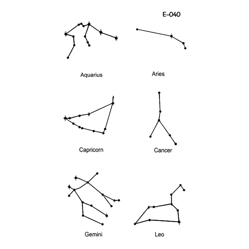Wyuen дизайн 12 созвездий поддельная Татуировка непромокаемая временная татуировка на руку наклейки для женщин мужской боди-арт татуировки E-040