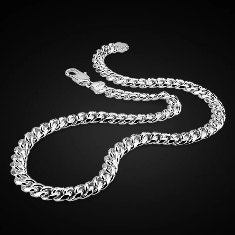Настоящее Стерлинговое Серебро пробы, мужское ожерелье в стиле хип-хоп, панк, 10 мм, 26 дюймов, ожерелье на цепочке, модное мужское/Мужское 925 Серебряное ювелирное изделие