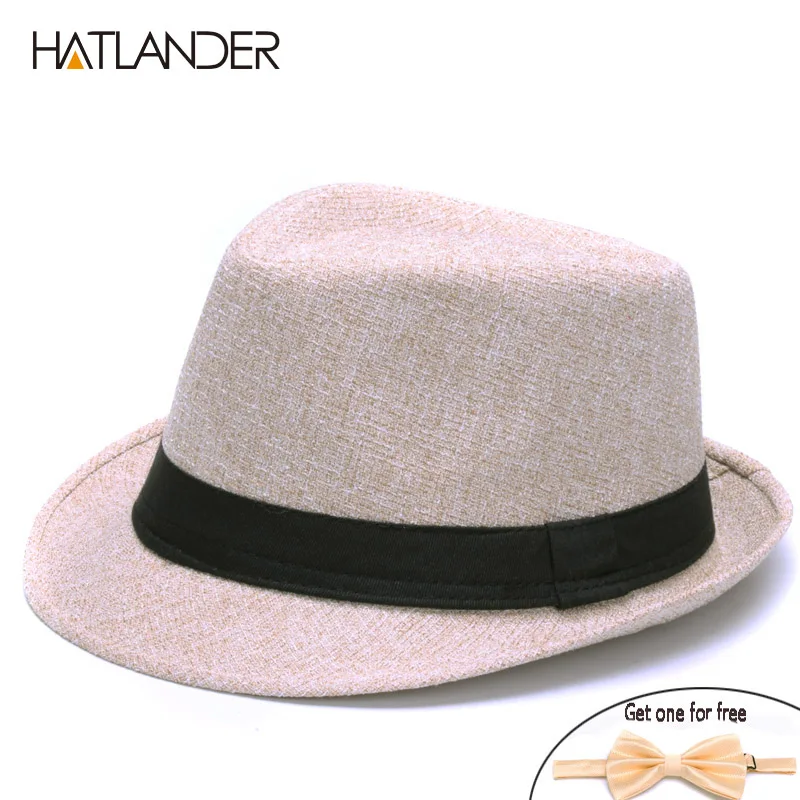 HATLANDER модные льняные fedora головные уборы для мужчин и женщин джазовая кепка Повседневная Солнцезащитная шляпа весна лето осень дорожная шляпа котелок - Цвет: khaki