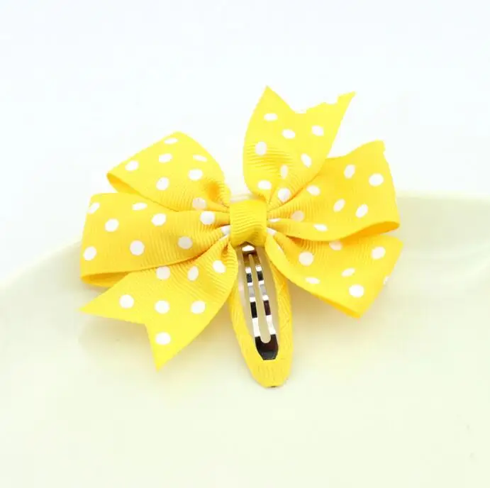 

100pcs/lot high quality polka dot 3" inches bows baby infant girls hair snap clips hairpins children accessories for headwear