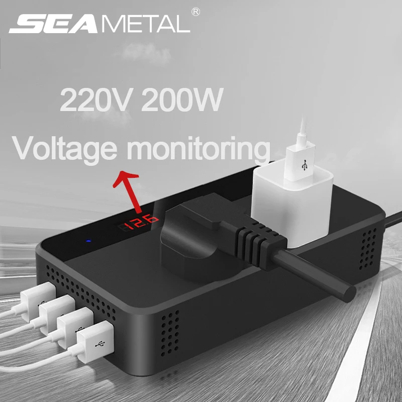 Автомобильный инвертор 12 В 220 200 Вт преобразователь напряжения с 4 usb разъемами