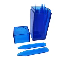 SHANH ZUN 10 Pcs Blue Plastic Collar Stays Bones Stiffeners 5 Sizes Mixed in Blue Plastic Jar Container