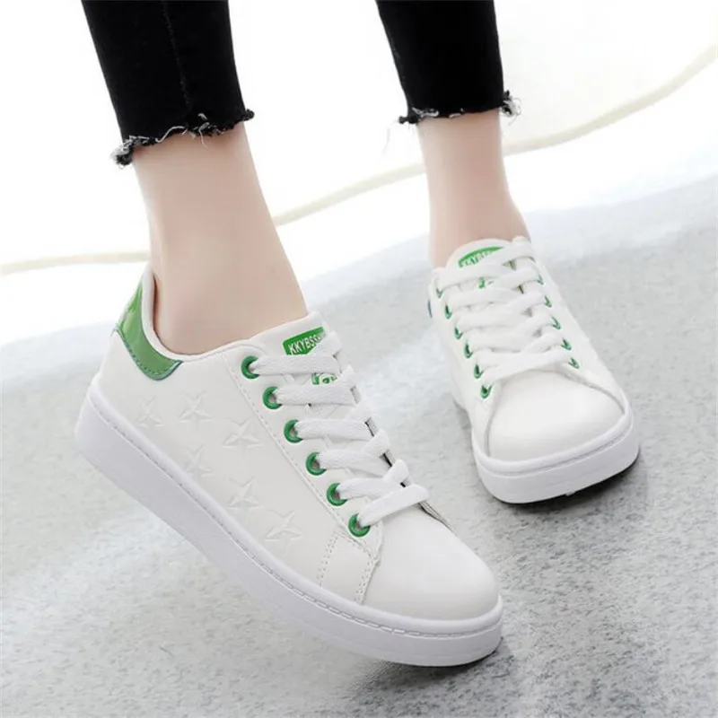 AGUTZM/Женская обувь; коллекция года; сезон весна; Модная белая повседневная обувь; женские кроссовки на плоской подошве со шнуровкой; прогулочная Вулканизированная обувь из искусственной кожи; Y975 - Цвет: Зеленый