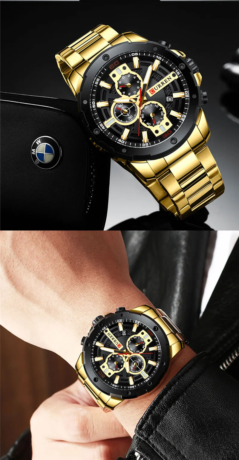 CURREN Часы мужские водонепроницаемые Хронограф военные мужские часы лучший бренд класса люкс нержавеющая сталь деловые мужские спортивные наручные часы 8336