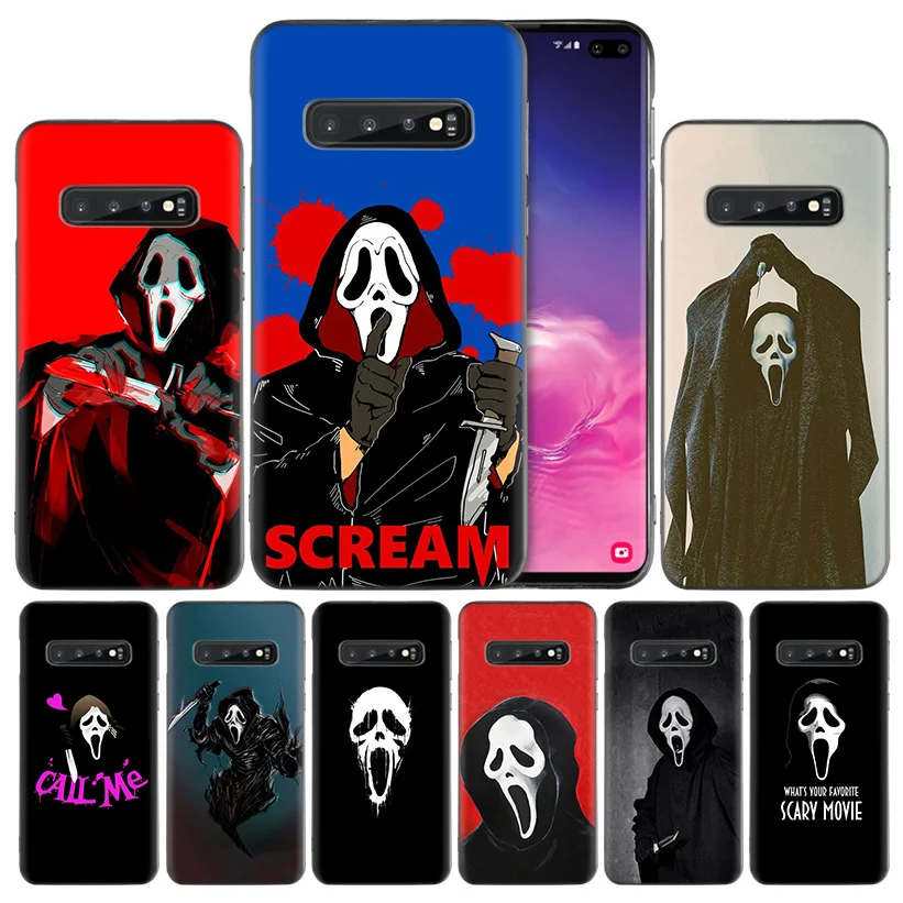 

Ghostface Scream Black Silicone Case Cover for Samsung Galaxy S10 S10e 5G S9 S8 S7 Edge J8 J6 J4 Plus 2018 M40 M30 M20 M10 Coque