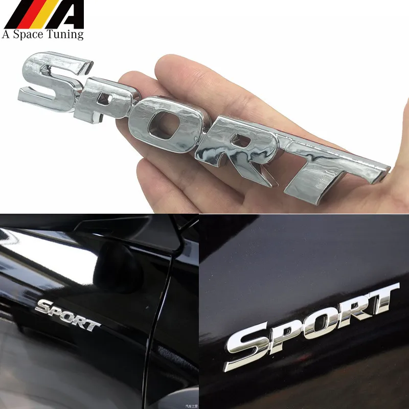 

New 3D Chrome ABS Logo Car Sticker SPORT Emblem Badge Door Decal Auto Accessories for Toyota Highlander BMW Honda VW Kia Hyundai
