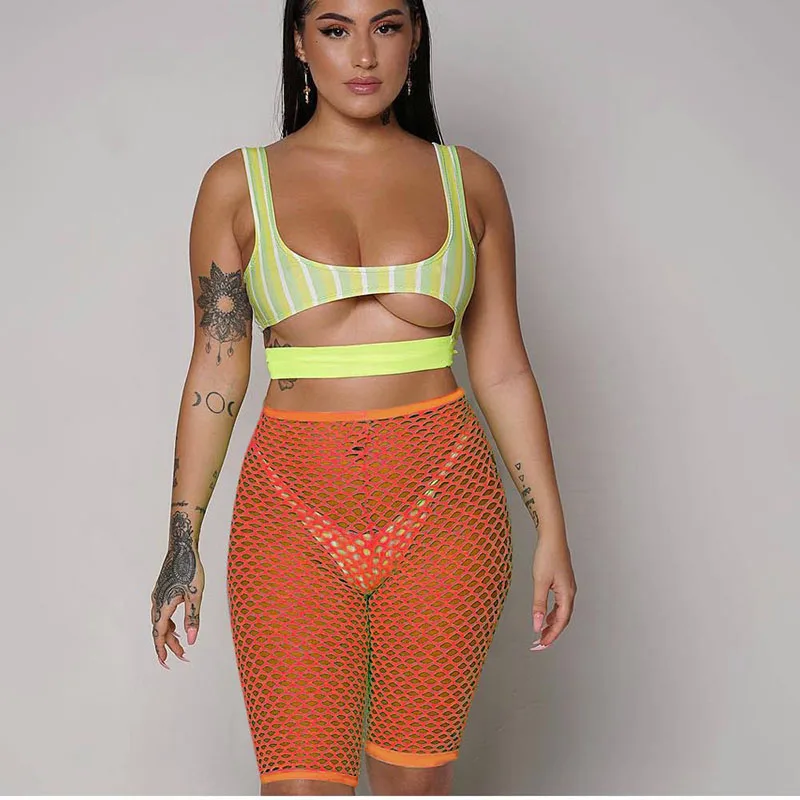 red mesh biker shorts