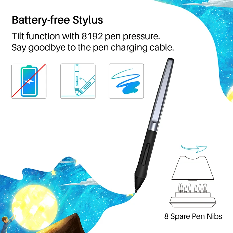 Kaufen HUION HS610 Grafiken Zeichnung Tabletten Digitale Batterie Freies Stift Tablet Android Telefon Tablet mit Tilt OTG für Windows Mac OS