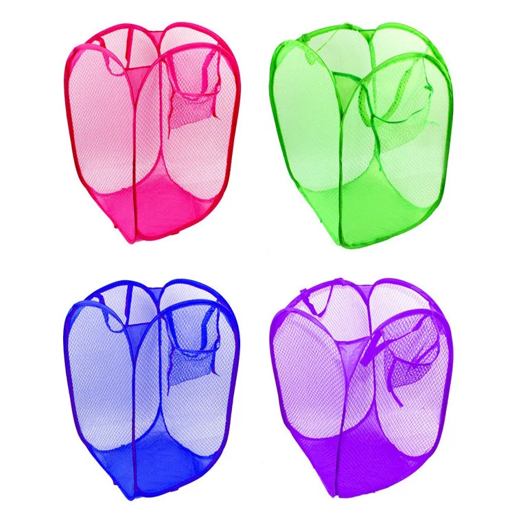 Creative Transparent Mesh Fine Collapsible Laundry Basket Folding Portable Nylon Web | Дом и сад