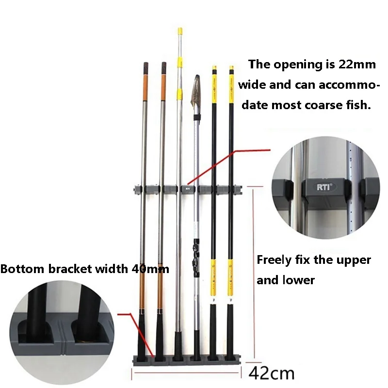 Vara de Pesca Jangada de Peixes Rack de Armazenamento Instalação da Parede Exibição Quadro Fixo Estrada Fardo Vertical ya Mod. 1229164 2 Esporte e Lazer
