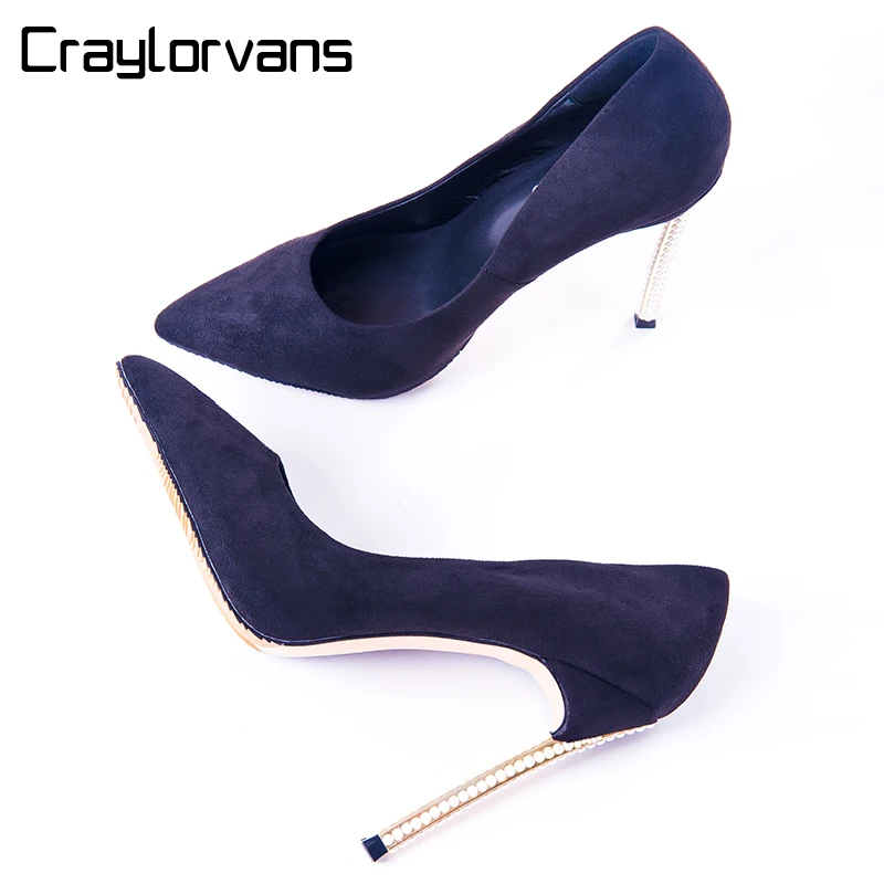 

Craylorvans Elegant Women High Heels Shoes NEW Collection Crystal Thin Heel Shoes Women Autumn Faux Suede Basic Pumps Big size
