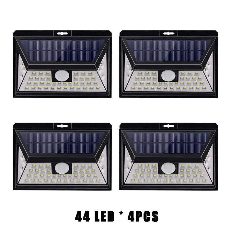 118/44 светодиодный Яркий Солнечный СВЕТОДИОДНЫЙ светильник s датчик движения на солнечной энергии водонепроницаемый настенный светильник для наружных дверей - Испускаемый цвет: 4pcs  44LED