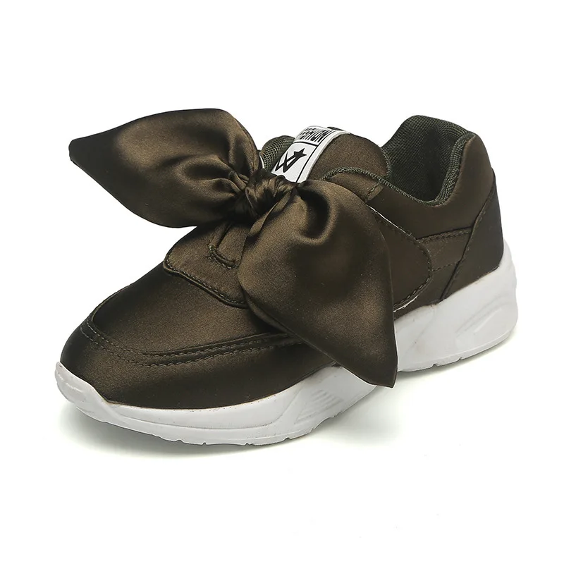 

Autumn Winter Girls Shoes Big Bow Bowknot Kids Sports Shoes Children Casual Sneakers Silk Fabric Soft Breathable Girls Sneakers