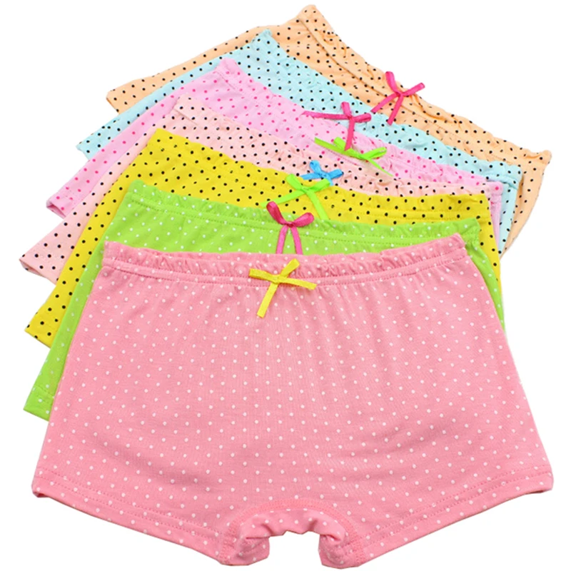 5Pcs/Lot Dot Candy Colors Girls Boxer Breathable Modal Material Kids
