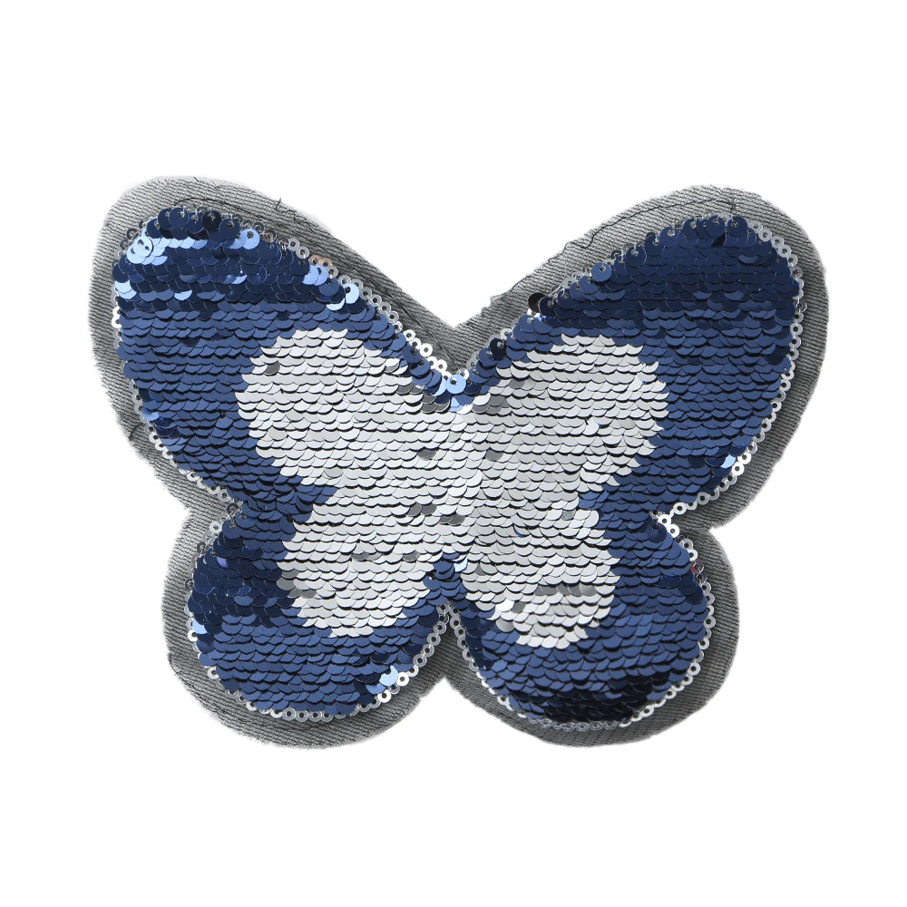 

2017 New Blue Butterfly Shape Patch Iron On DIY Embroidered Appliques Sew On Stickers For Clothing Fabric Bags DIY Patch