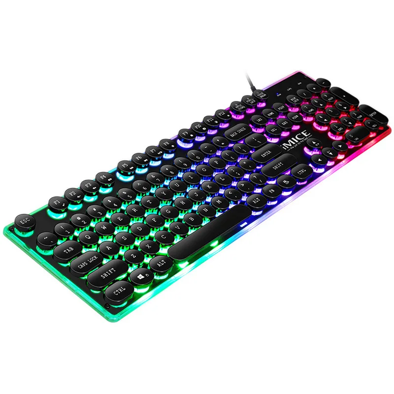 

iMice Gaming Keyboard 104 Key Rainbow Backlight Steam Punk Keyboards USB Wired Mechanical Feeling Waterproof Gamer Keyboard