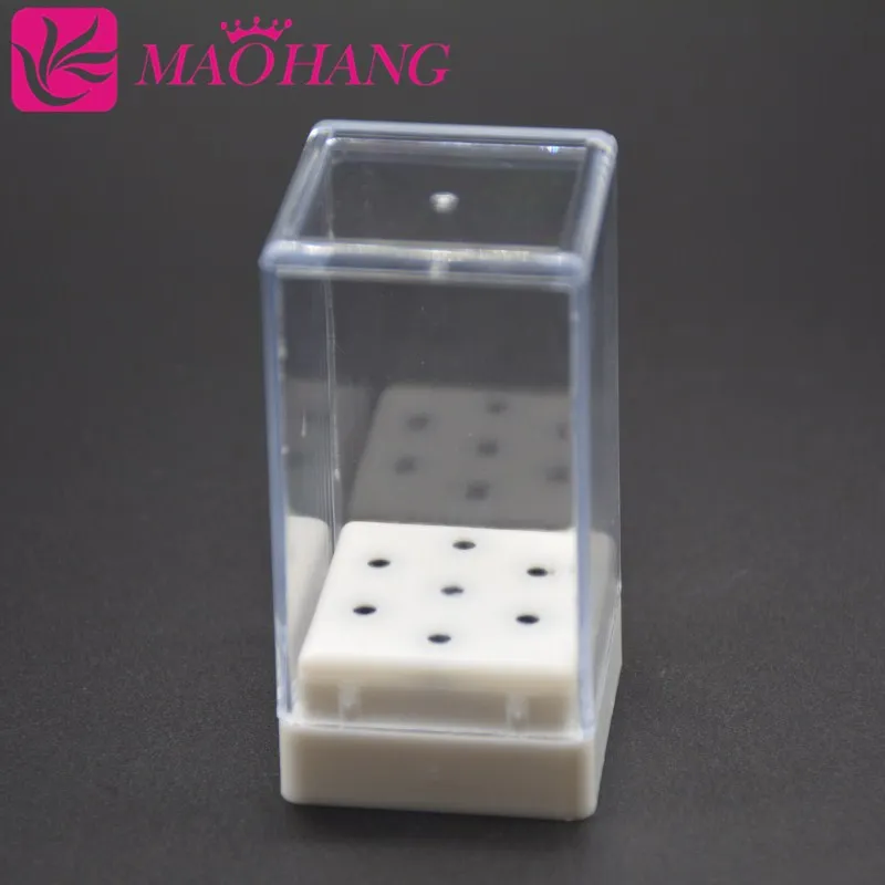MAOHANG 7Holes Nail Art Drill Grinding Head Bit Holder Display Storage Box Container Stand Rack Manicure 4