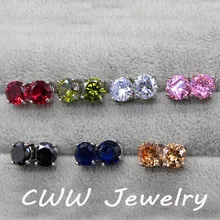 Ювелирных изделий смешанные партии Мода унисекс Круглый AAA+ CZ Кристалл серьги гвоздики для мужчин и женщин цена(CZ189