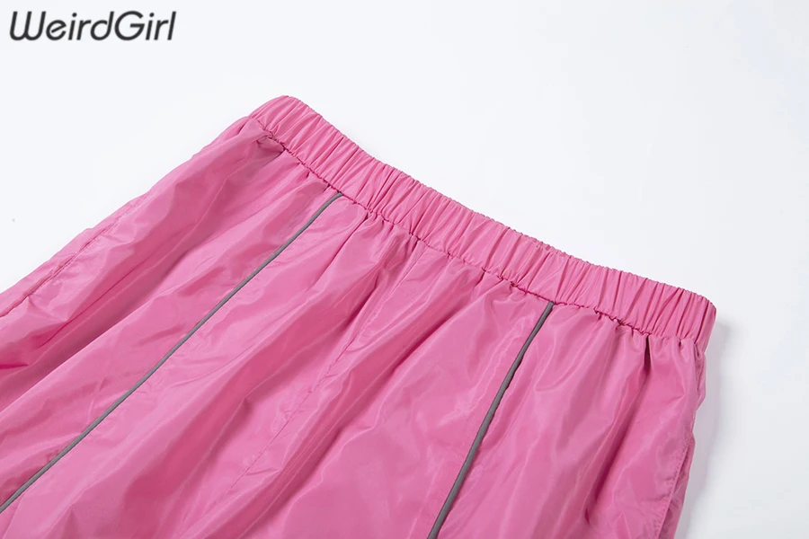 Женский однотонный яркий спортивный комплект со светоотражающими полосками из 2 предметов укороченная кофта с воротником на молнии и длинные штаны