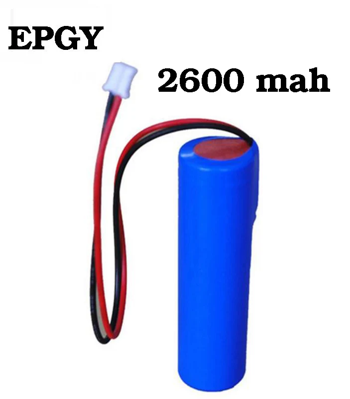 EPGY 18650 battery3.7V 2600mAh rechargeable lion battery with line and PCB for Led flash light toys | Электроника