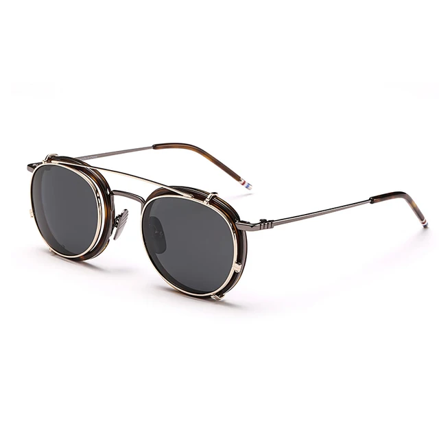 $US $41.25 New York Eyeglasses Frames Men Women Sunglasses With Clip High Quality Round Vintage Zonnebril Mann