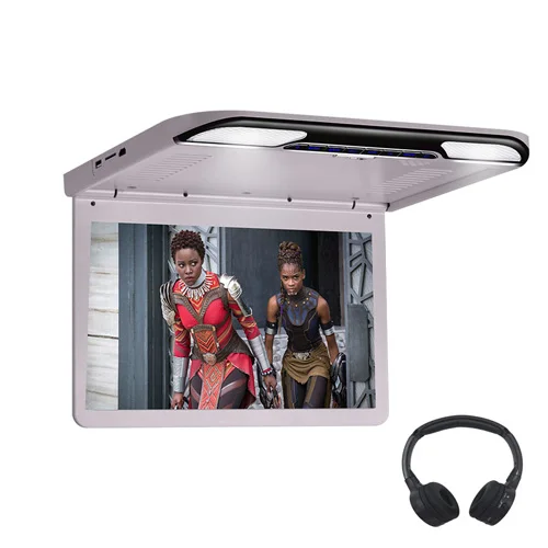 beige with headphone Cemicen 13,3 дюймов ультра тонкий автомобильный монитор на крыше MP5 плеер 1920x1080 откидной экран HD видео USB/SD/HDMI/IR/FM - Цвет: beige with headphone