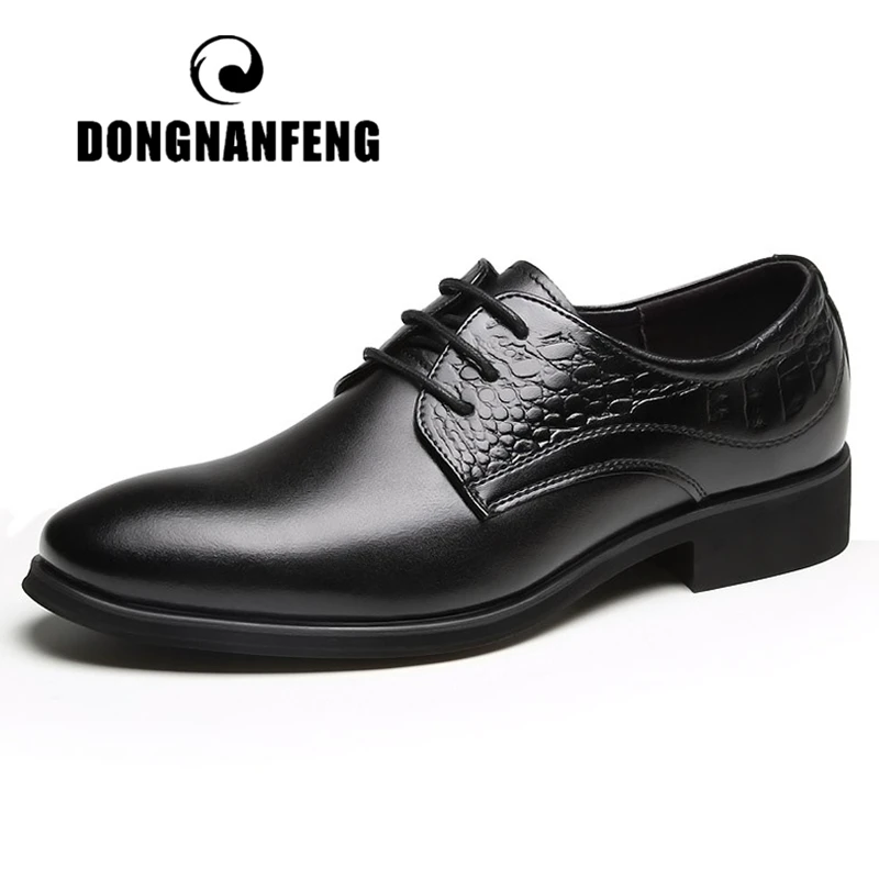 

DONGNANFENG Men Male Mr Genuine Leather Shoes Flats Lace Up Business Breathable British Zapatos Hombre Casual Size 38-44 LC-7388