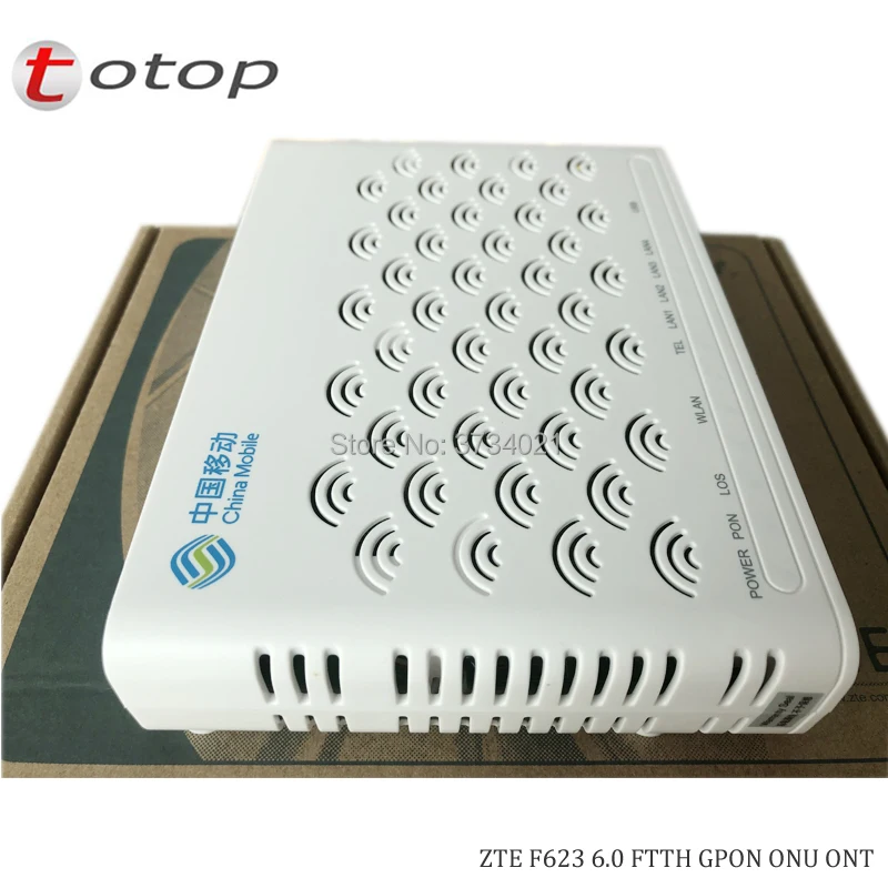 100 шт. Бесплатная доставка оригинальный zte F623 GPON ONU ONT с 1GE + 3FE + 1TEL + USB + wifi с китайским мобильным логотипом, английская прошивка