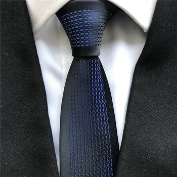 

New Fashion Men's Novelty Slim Tie Designer Panel Necktie Blue Personality Striped Cravat