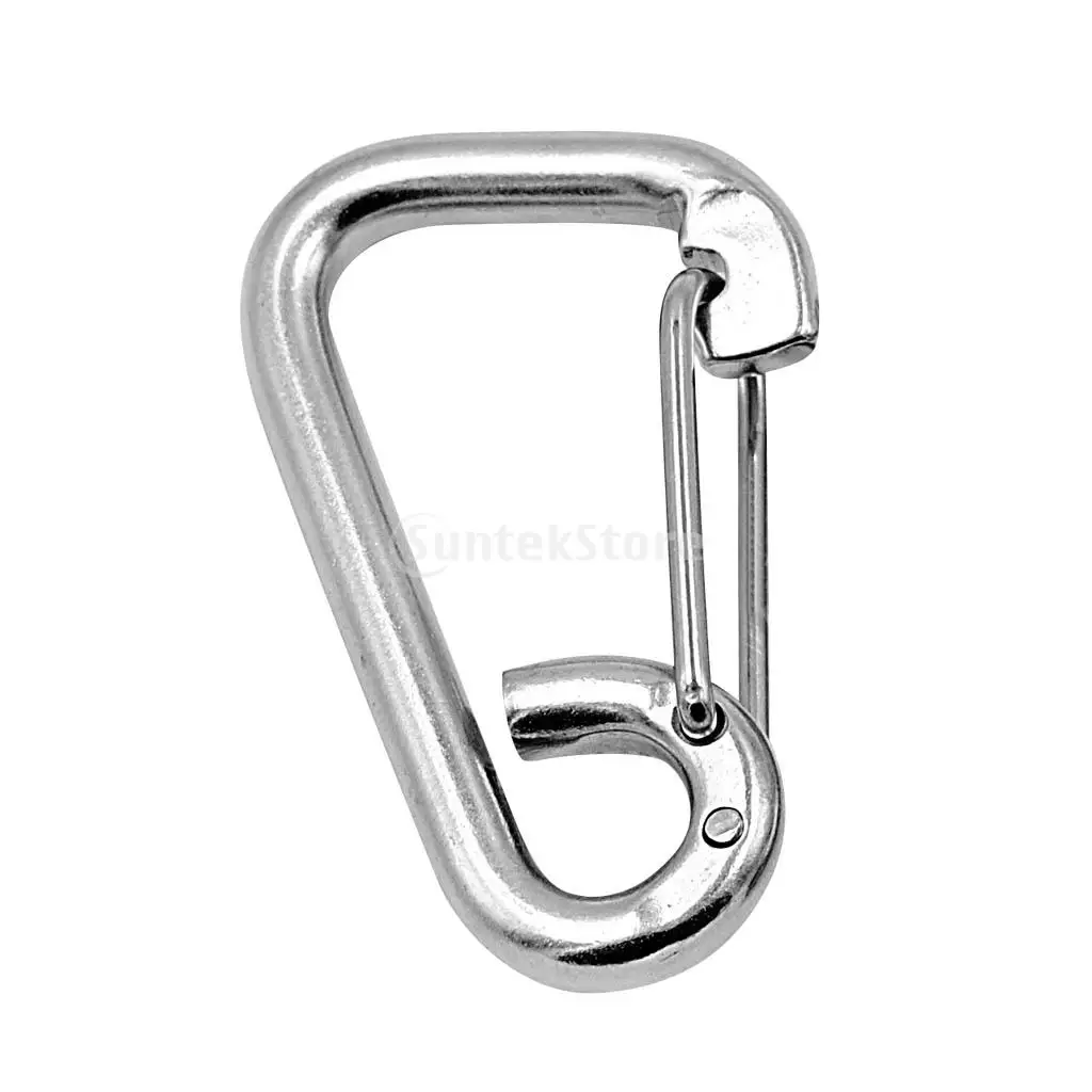 304 Stainless Steel Spring Hook Carabiner Clip Keychain 60mm 80mm 100mm Camping Hiking Outdoor