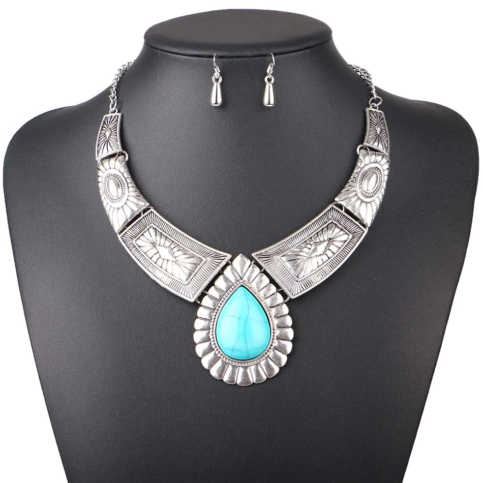 

Match-Right Women Necklace Vintage Statement Necklaces Pendants Water Drop Jewelry Leaves Necklace Women Accessories KK032