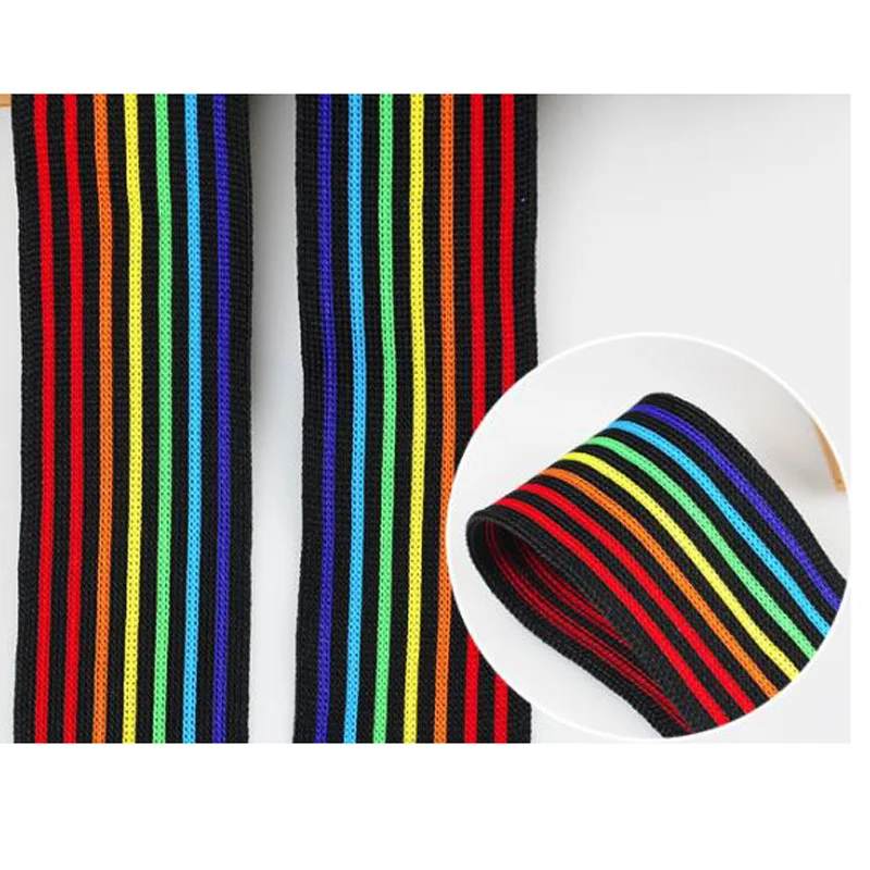 

Width 4CM Rainbow Stripe Elastic Bands 40MM Elastic Ribbon Clothing Bags Trousers Elastic Rubber Webbing DIY Sewing Accessories