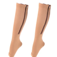 2 пары, Компрессионные носки на молнии, эластичные носки для ног, унисекс, Гольфы с открытым носком, B2Cshop