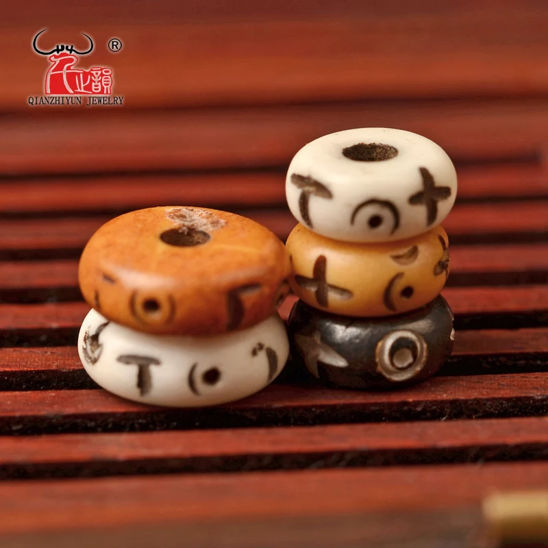 

20PCS Natural yak bone bead hand-chain necklace DIY beads Handmade Carved beads for jewelry making 3X8mm 4X10mm Tibetan style
