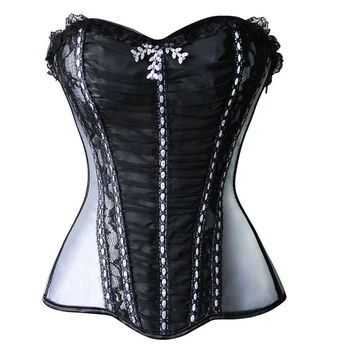 

Pleated Lace Up Corsets And Bustiers Overbust Waist Lingerie Chest Binder Women Steampunk Gothic Corset Women Shapewear S-XXL