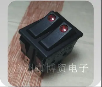 

[SA]Power switch Genuine Taiwan CANAL Dual double red illuminated rocker switch R210 silver contact with red round lamp--50pcs