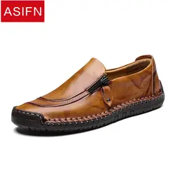 ASIFN для мужчин пояса из натуральной кожи обувь Лоферы для женщин мужчин's туфли без каблуков повседневное роскошные мужские мягкие