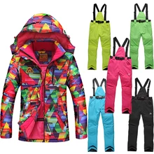 Russia -30 degree High Quality Winter Outerwear Winter Outdoor Women’s Ski Suit Set Jacket and pants Skiing Windproof Thermal