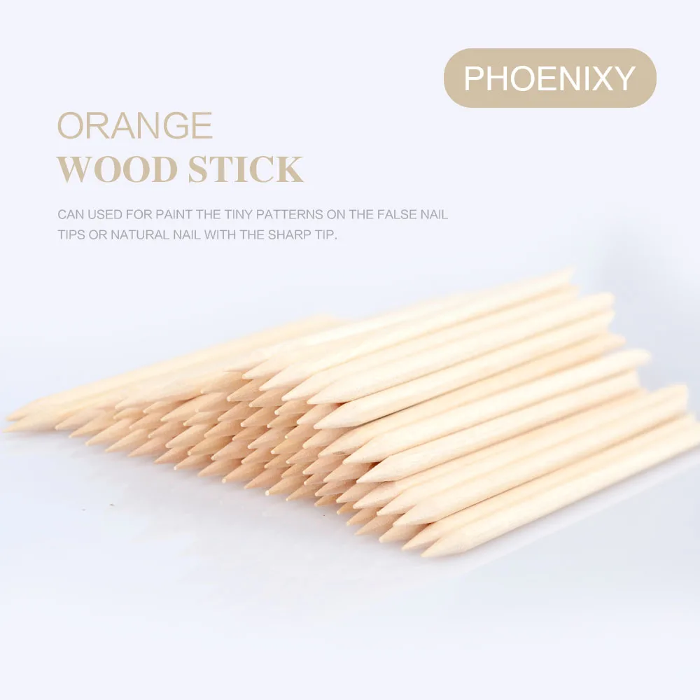 

100 Pcs Nail Art Design Orange Wood Stick Sticks Cuticle Pusher Remover Manicure Pedicure Care