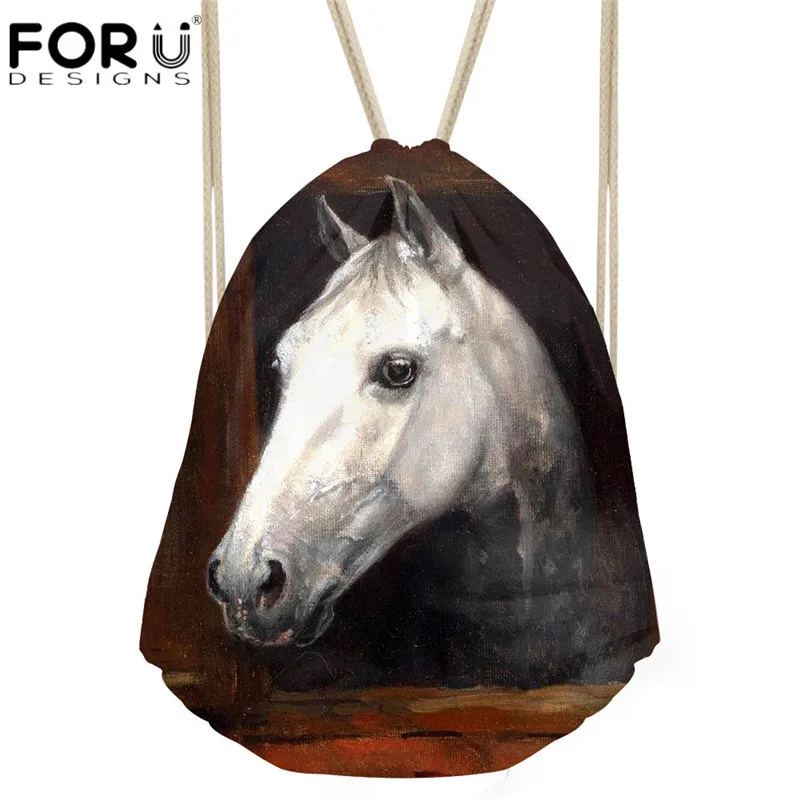 FORUDESIGNS/Crazy 3D с рисунком лошади женские сумки на шнурке модные мини рюкзаки для