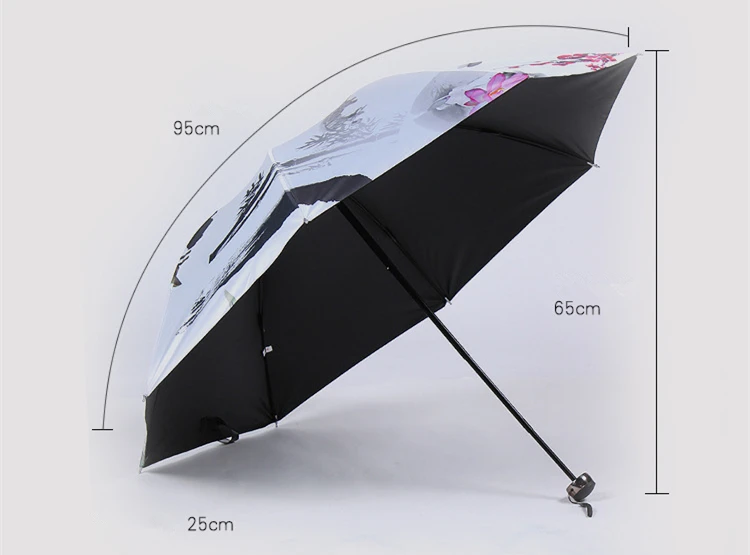 Картина маслом Европейский пейзаж узор дождь/солнце зонтик, 3 Складной утолщение анти УФ мода абстрактного искусства дизайн женский зонтик