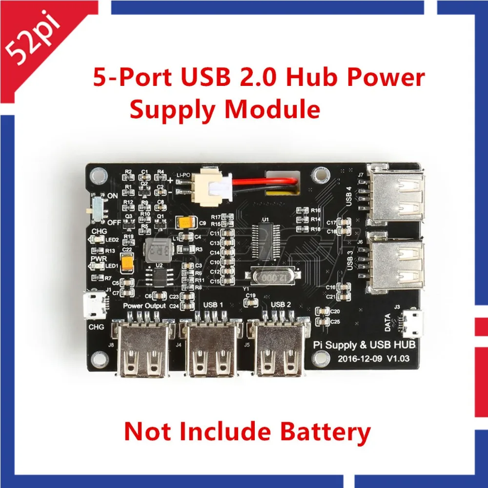 Оригинал 52Pi! Модуль питания концентратора USB 3800 с 5 портами 2 0 мАч не включает